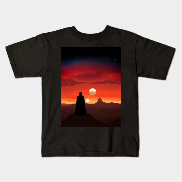 Vader Binary Sunset Kids T-Shirt by POPITONTHEWALL